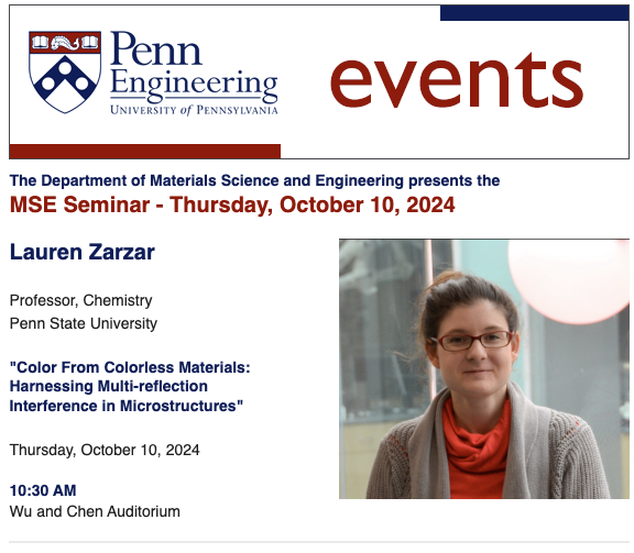 MSE Seminar – Lauren Zarzar